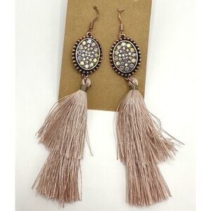 Blush & Cooper Tassel rhinestone earrings, NEW